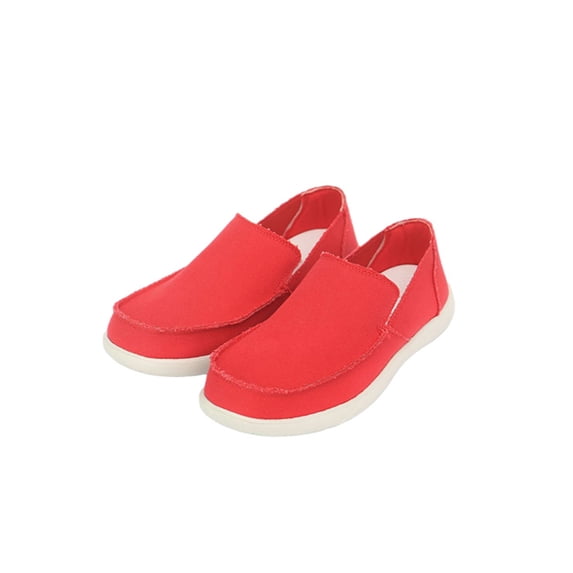 Colisha Men's Canvas Shoes Slip On Sneakers Casual Boat Shoes Comfort Loafers Red 12