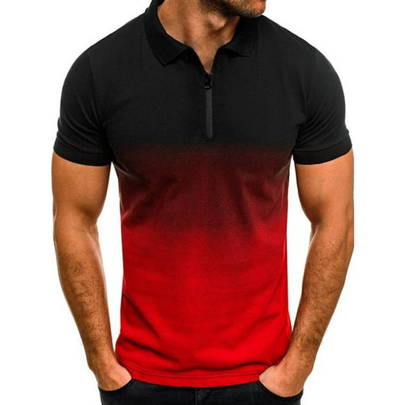 Colisha Mens Short Sleeve Polo Shirts Casual Slim Fit Basic Designed Zipper Tee T-Shirt Tunic Quick Dry Gradient Color Golf Sports Tops Blouses