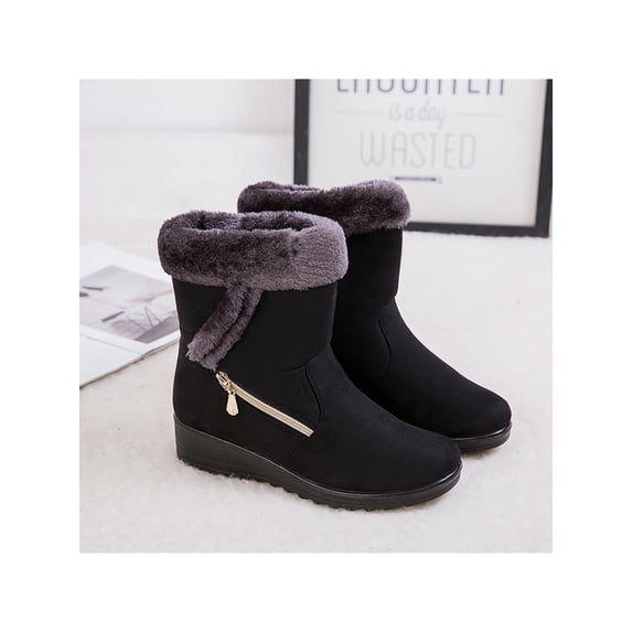 Colisha New Ladies Women Winter Faux Fur Lined Mid Calf Boots Snow Warm Comfy Shoes US