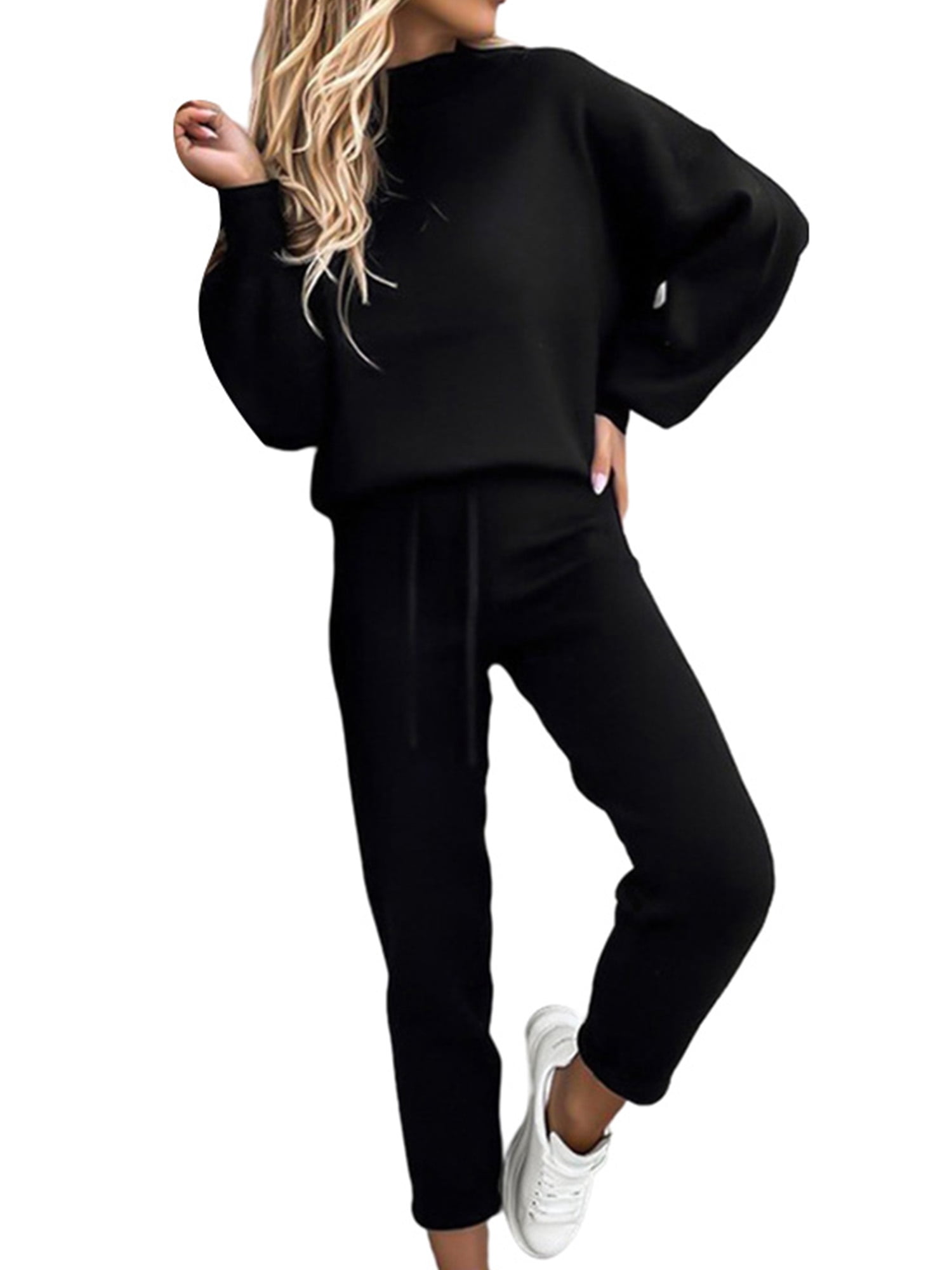 Colisha Solid Tracksuit Set for Women Drawstring Sports Jogger Trousers  Long Sleeve Casual Tops Pullover Activewear Outfits Set Sweatsuit Jogging  Suit 
