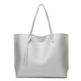 thumbnail image 1 of Women PU Leather Tote Bag Tassels Leather Shoulder Handbags Fashion Ladies Purses Satchel Messenger Bag for Woman Work (Silver), 1 of 2