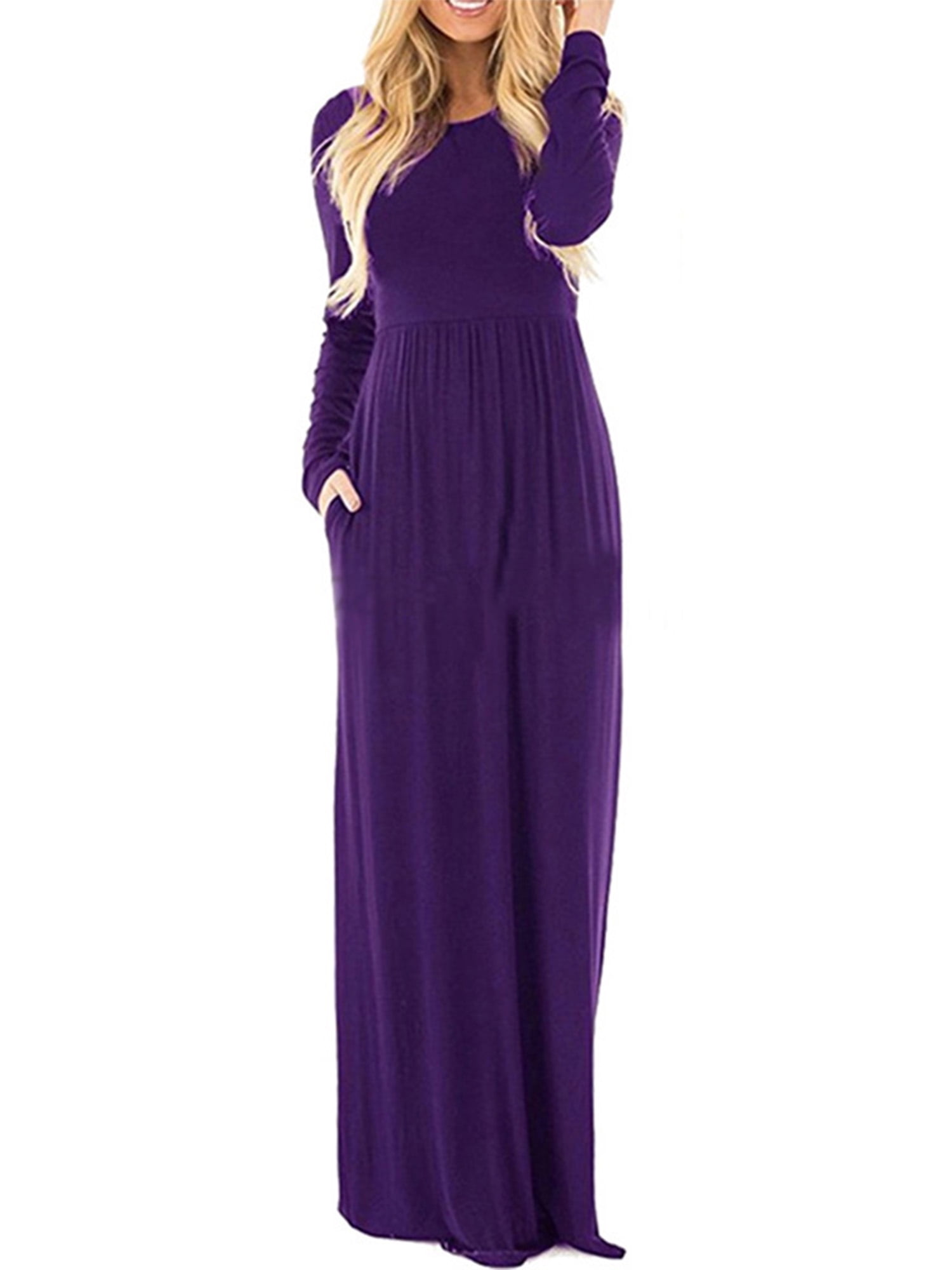 Colisha Women Fall Winter Maxi Dress Casual Loose Pockets Long Dress ...