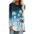 thumbnail image 1 of Colisha Women Floral Tshirt Long Sleeve Loose Pleated Flowy Shirts Casual Pullover Tops, 1 of 2