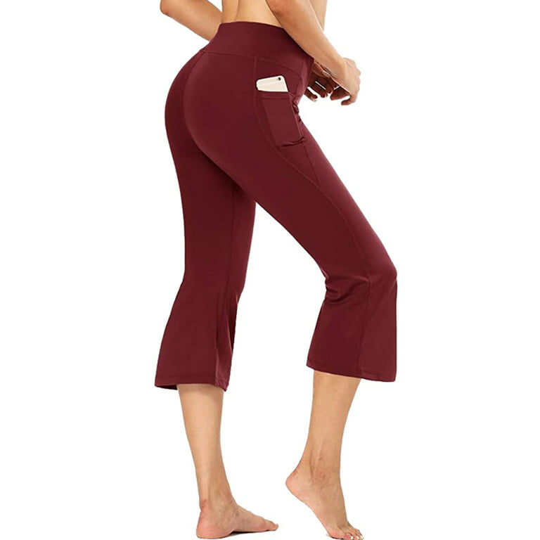 Colisha Women High Waist Bootcut Capri Leggings Workout Jogger Yoga Flare  Pants Bell Bottoms Pockets Plus Size Lounge Activewear 
