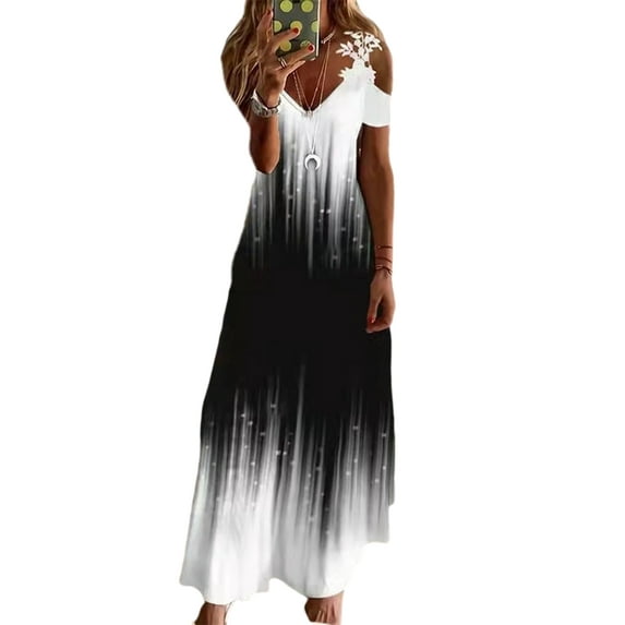 Colisha Women Kaftan Party Long Dress Hawaiian Corchet Summer Beach Sundress Bohemian Short Sleeve Maxi Dresses