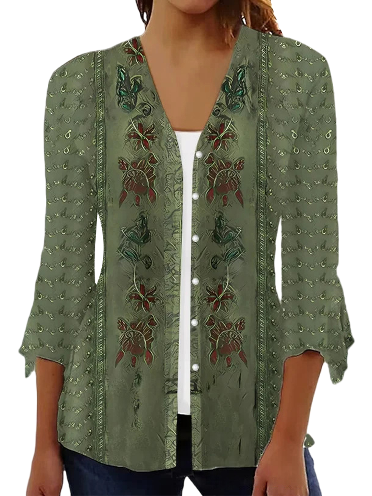 Colisha Women Kimono Cardigans Collarless Cardigan Button Down Beach