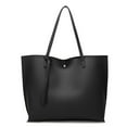 thumbnail image 1 of Women PU Leather Tote Bag Tassels Leather Shoulder Handbags Fashion Ladies Purses Satchel Messenger Bag for Woman Work (Black), 1 of 7