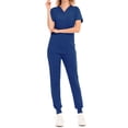 thumbnail image 1 of Colisha Women Plain Scrub Set Sweetheart V-Neck Scrub Top with Pockets & Yoga Jogger Scrub Pants, 1 of 2