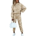 thumbnail image 1 of Colisha Women Sweatsuits Crew Neck Two Piece Outfit Tie Dye Jogger Set Loose Fit Jogging Long Sleeve Lounge Sets Beige S, 1 of 2