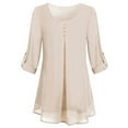 thumbnail image 1 of Colisha Women Workwear Shirt Elegant Formal Chiffon Blouse Buttons Double Layer Tunic Top, 1 of 3