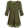 thumbnail image 1 of Colisha Women Workwear Shirt Elegant Formal Chiffon Blouse Buttons Double Layer Tunic Top, 1 of 3
