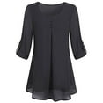 thumbnail image 1 of Colisha Women Workwear Shirt Elegant Formal Chiffon Blouse Buttons Double Layer Tunic Top, 1 of 3