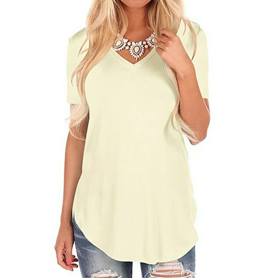 Colisha Womens Plaid Summer T-Shirt Casual Loose Solid Color Blouse Tops Short Sleeve V Neckc Swallow Tail Tee Shirt