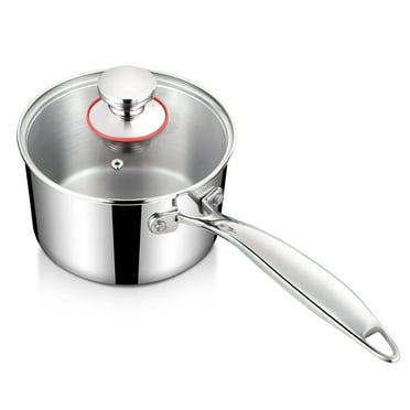 Coliware 1 QT Saucepan with Lid, Tri-Ply Stainless Steel Sauce Pan Cooking Pot Kitchen Induction