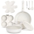 thumbnail image 1 of Coliware 10Pcs Pots and Pans Set, Nonstick Induction Ready Cookware Set with Detachable Handle Utensils, All Stoves Compatible Kitchenware Set for Healthy Cooking, Dishwasher Safe-White, 1 of 19