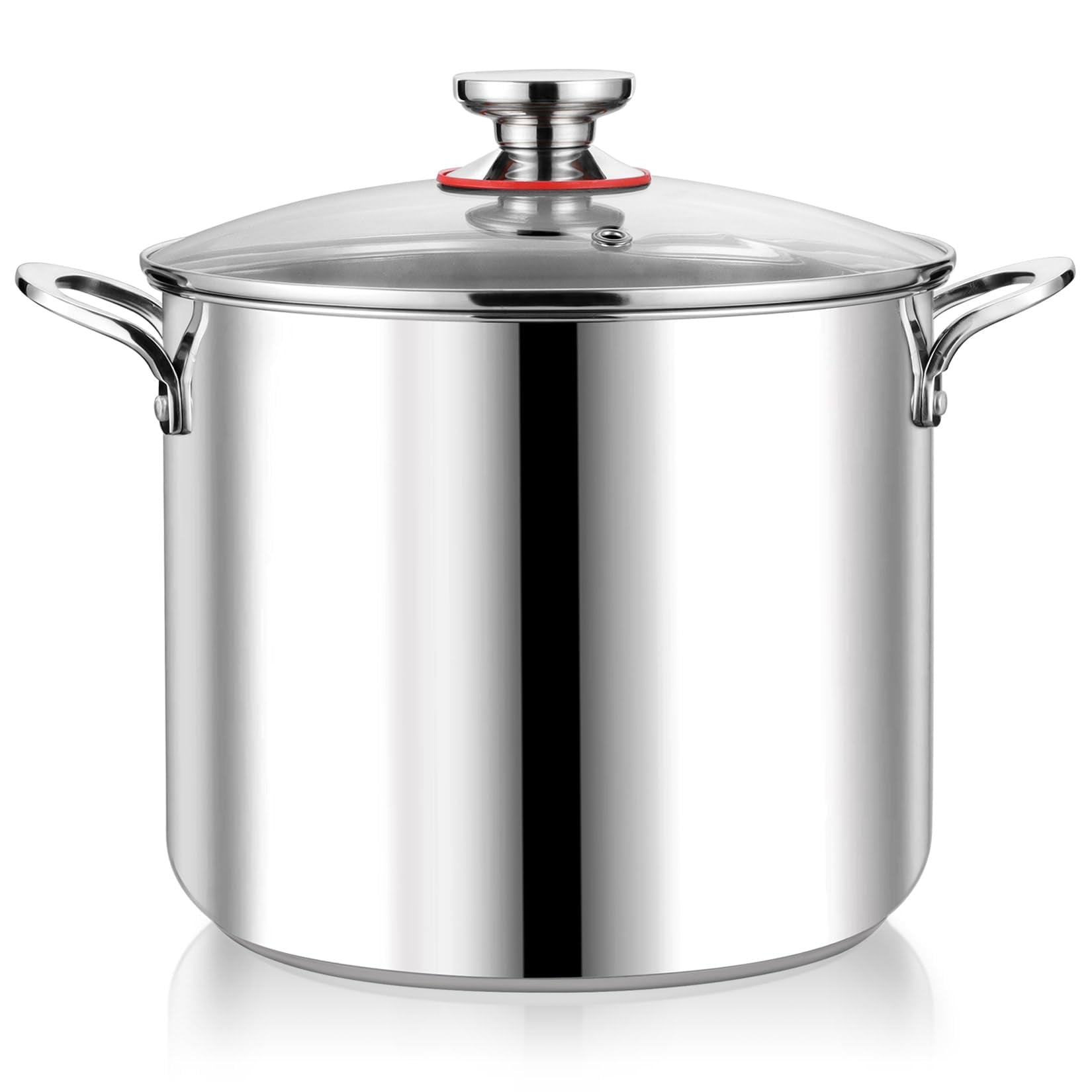 Coliware 12QT Stainless Steel Stock Pot with Glass Lid, 18/10 Food-Grade Material, 3-Ply Bottom, Induction Compatible, Dishwasher Safe