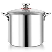 Coliware 12QT Stainless Steel Stock Pot with Glass Lid, 18/10 Food-Grade Material, 3-Ply Bottom, Induction Compatible, Dishwasher Safe