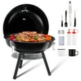 thumbnail image 1 of Coliware 14 inch Portable Charcoal Grill, Lightweight Enamel Coated Coal Kettle Smoker with 3-Point Locking Lid 2 Grilling Racks Dual Venting System, Tabletop Barbecue Oven for Outdoo, 1 of 7