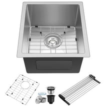 Coliware 15”x17” Stainless Steel Undermount Kitchen Sink Single Bowl Bar Sink 18 Gauge Small Kitchen Sinks Outdoor Wet Bar Sink