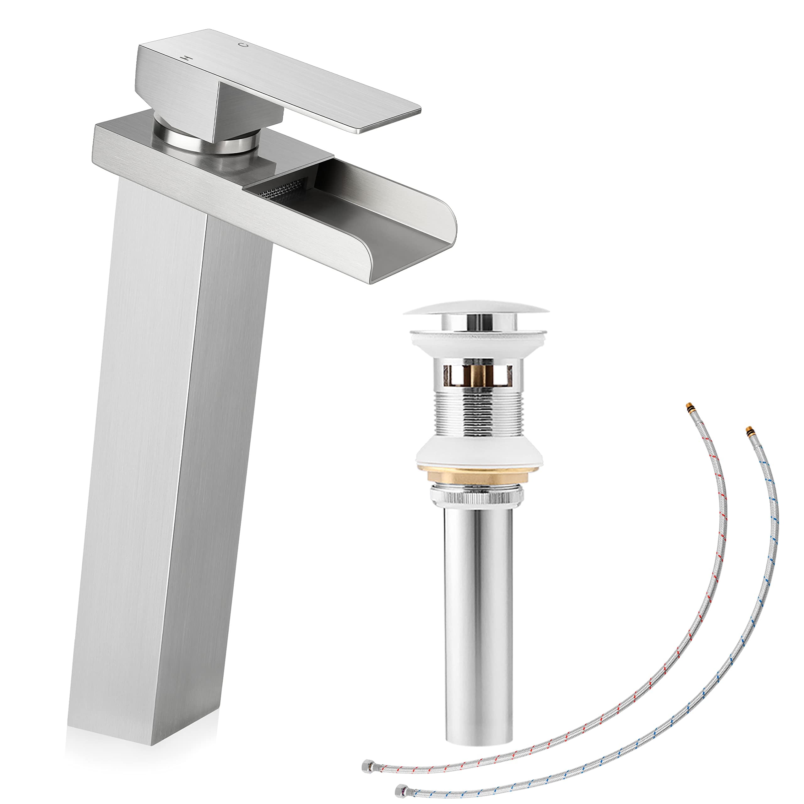 Coliware 18/10 Stainless Steel Tall Faucet for Bathroom, Brushed Nickel