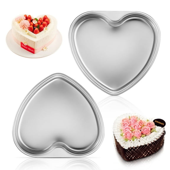 Coliware 2 Pack Heart-Shaped Cake Pan, 8 inch Nonstick Baking Mold, Heat-Resistant Moulding Tin for Wedding, Birthday Party, Food-Grade & Dishwasher Safe Bakeware