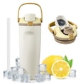 thumbnail image 1 of Coliware 30OZ Insulated Water Bottle with Dual Sip Lid, Vacuum-Sealed Stainless Steel Tumbler with Handle Straw, Leakproof & Cup Holder Friendly for Travel, Gym, Office - Cream Tan, 1 of 14