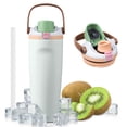 thumbnail image 1 of Coliware 30OZ Insulated Water Bottle with Dual Sip Lid, Vacuum-Sealed Stainless Steel Tumbler with Handle Straw, Leakproof & Cup Holder Friendly for Travel, Gym, Office - Beach House, 1 of 14