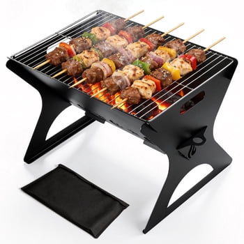Coliware 3Pcs Portable Folding Charcoal Grill, Heavy Duty Multifunctional Campfire Grill with Carry Bag & Premium Grate for Camping, Fire Pit for Backpacking, Picnic, Patio, Backyard Outdoor Cooking