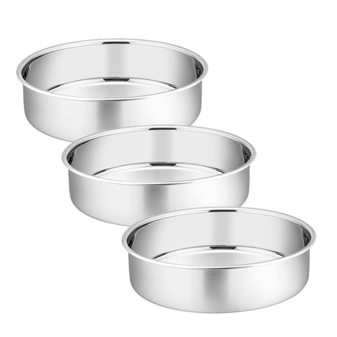 Coliware 6 inch Round Cake Pan 3-Pieces Stainless Steel Oven Baking Pans