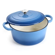 Coliware 6 Quart Enameled Cast Iron Dutch Oven with Lid, Round Dutch Oven Pot with Dual Handles - Blue
