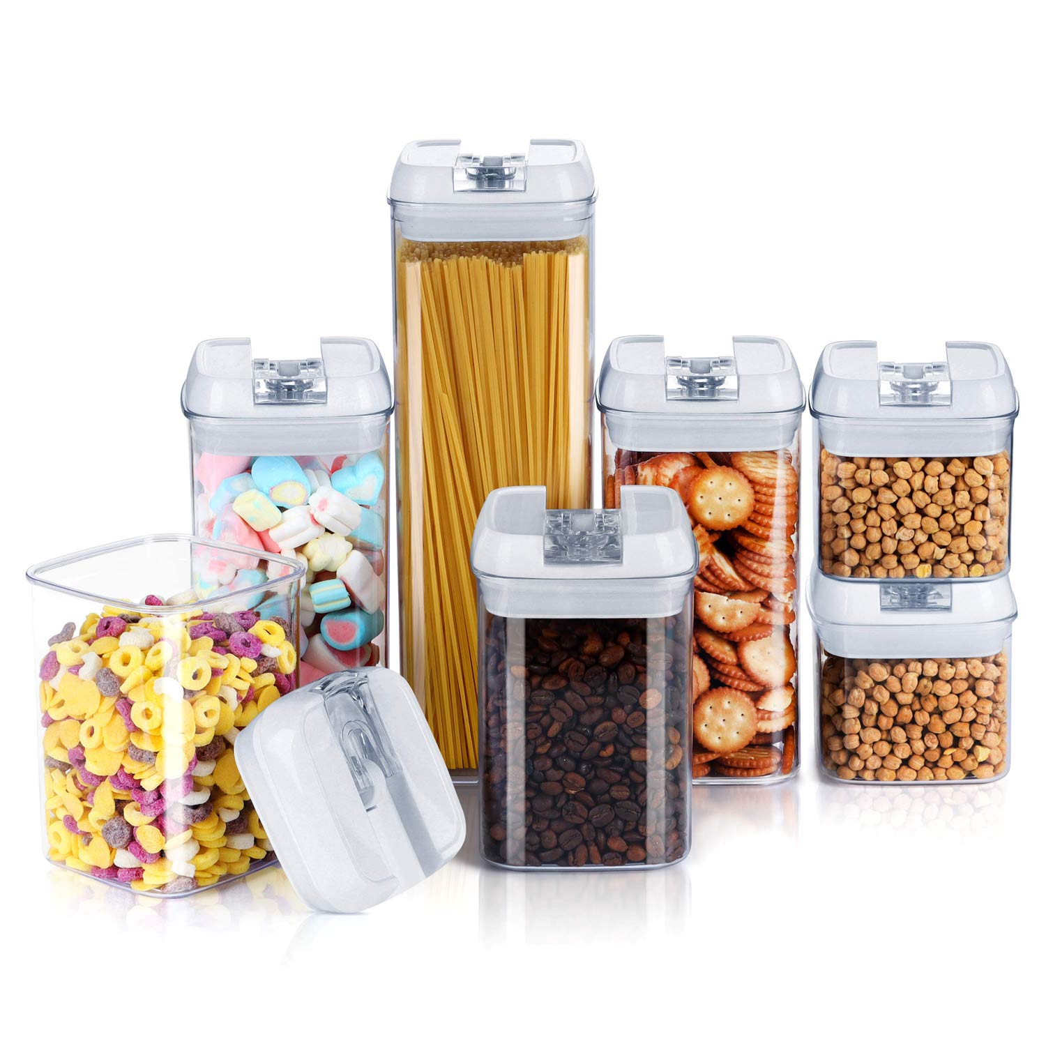 7 Pieces Airtight Food Storage Containers, BPA Free Plastic Cereal