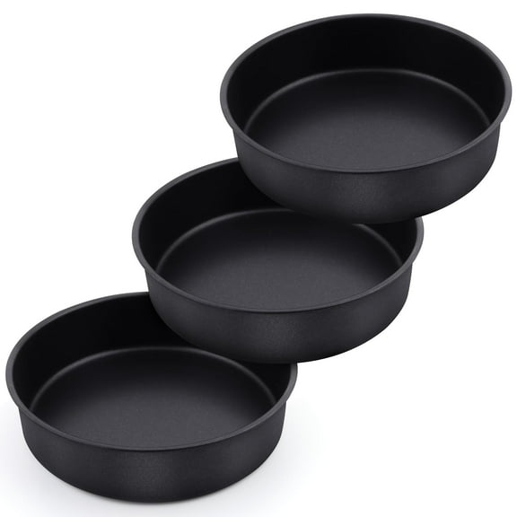 Coliware 8 Inch Black Cake Pan Set, 3 Pcs Round Baking Pans Stainless Steel Layer&nbsp;Cake Pans, Fit Oven/Pots/Pressure Cooker