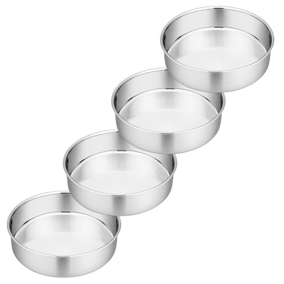 Coliware 8 Inch Cake Pan Set, 4 Pcs Round Baking Pans Stainless Steel Layer&nbsp;Cake Pans, Leak-Proof Cheesecake Pan