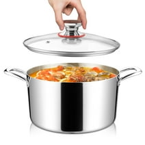 Coliware 8 QT Stainless Steel Stock Pot with Glass Lid, Cooking Soup Pot with 3-Ply Whole Clad for