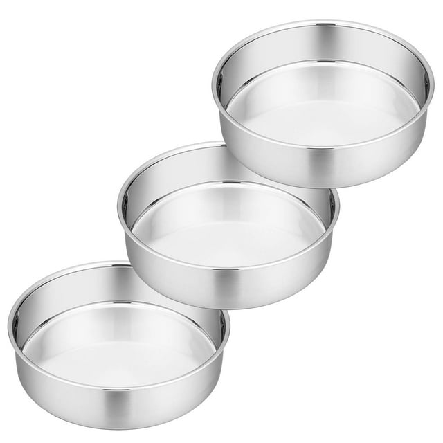 Coliware 8 inch Cake Pan Set, 3 Pcs Round Baking Pans Stainless Steel Layer, Cake Pans Fit Oven