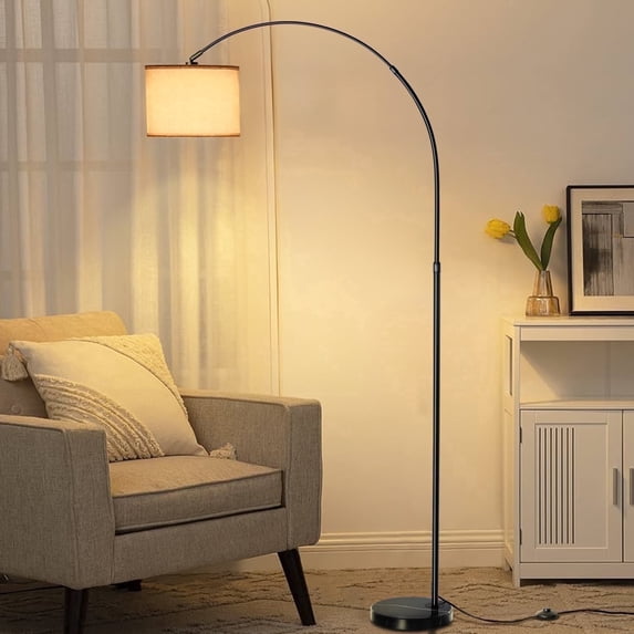 Coliware Arc Floor Lamp, Tall Hanging Lamp with 3 Color Temperature Foot Switch, Modern Stand Up Reading Light