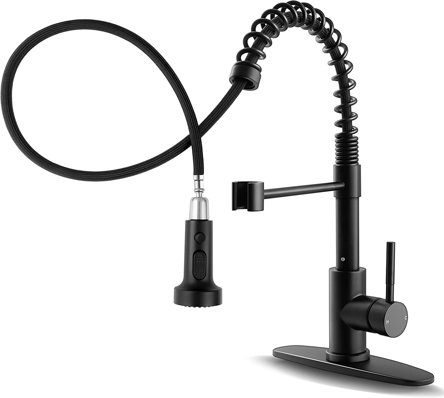 Coliware Black Kitchen Sink Faucet Brushed Nickel with Pull Down