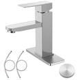 thumbnail image 1 of Coliware Brushed Nickel Bathroom Faucet with Bathroom Sink Drain, Single Handle Bathroom Faucets for Sink 1 or 3 Holes, Stainless Steel Vanity RV Lavatory Faucet, 1 of 9