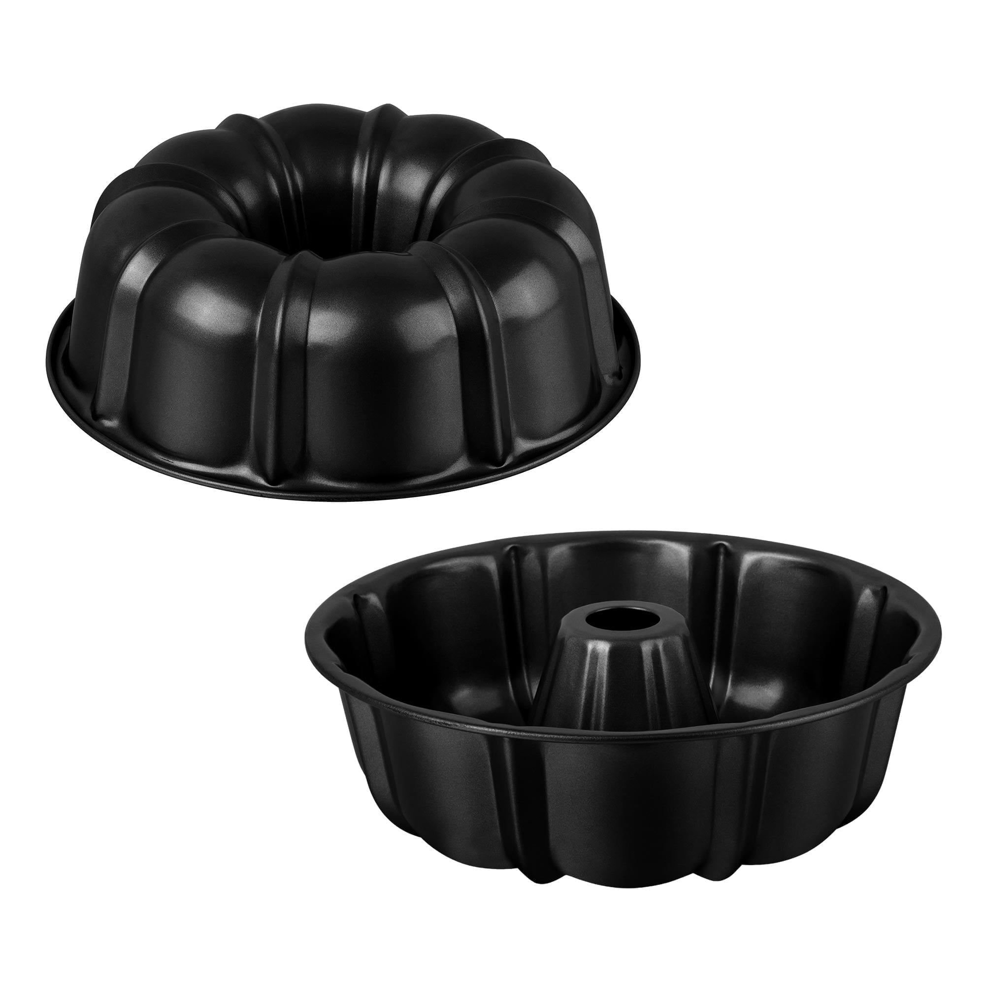 Coliware Bundt Tube Pan Set of 2, Non-Stick 10 inch Black Carbon Steel ...