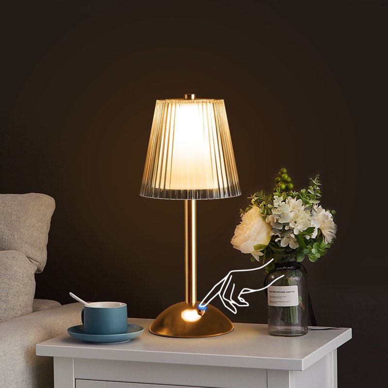 Coliware Crystal Table Lamp, Rechargeable Battery Operated Lamp with 3 Color Temperatures, Portable LED Wireless Touch Lamp, Gold Bedside Lamp for Bedroom Living Room Kitchen, Bulb Included