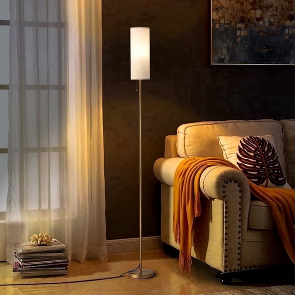 Coliware Floor Lamp, Gold Modern Standing Lamp with Foot Switch Lampshade, 63 inches Reading Pole Lamp for Living Room Bedroom Office