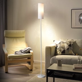 Coliware Floor Lamp, White Modern Standing Lamp with Foot Switch Lampshade, 63 inches Reading Pole Lamp for Living Room Bedroom Office