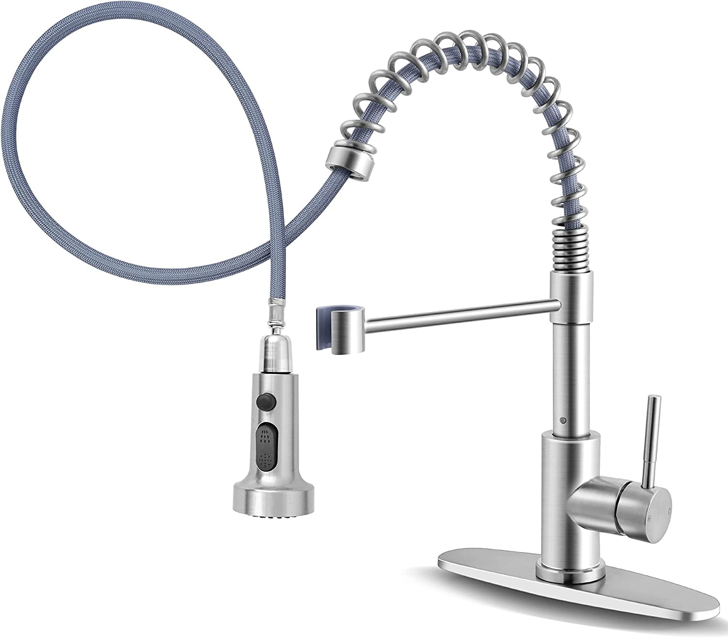 Stainless Steel Brushed Nickel Kitchen Faucet with Pull-Down Sprayer