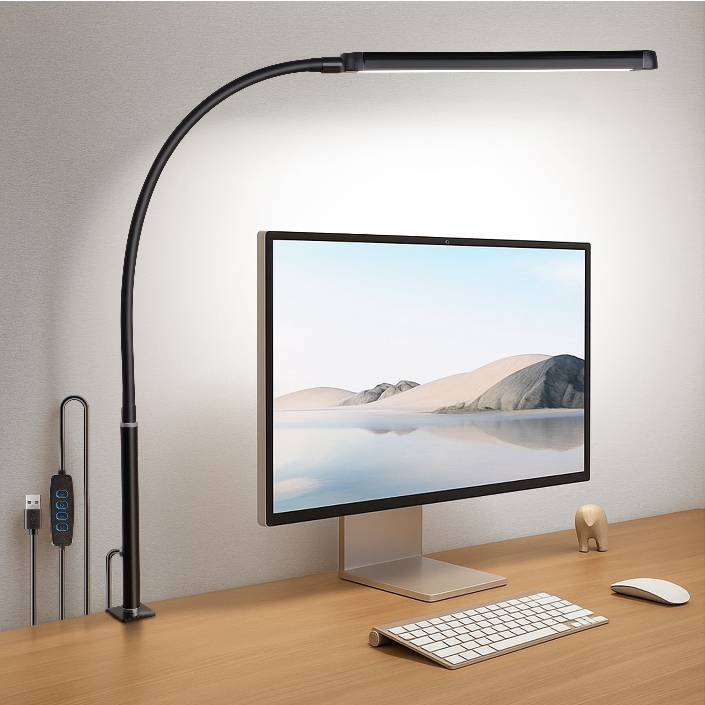 Coliware LED Desk Lamp with Clamp, Eye-Caring Clip-On Lights with 3 Modes 10 Brightness Adjustable Flexible Gooseneck, Swing Architect USB Task Table Lamps for Home Office, Work & Study Accessories