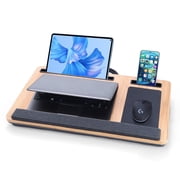 Coliware Lap Desk, 21.6 inch Laptop Desk with Dual Cushion Device Ledge Mouse Pad Phone - Wood Grain
