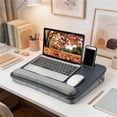 thumbnail image 1 of Coliware Lap Desk with Pillow Cushion, Portable Laptop Desk with Anti-Slip Strip Wrist Rest & Storage Function Fits Up to 15.6” Laptops, Laptop Stand for Home Office, Black Book Tablet, 1 of 8
