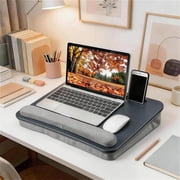 Coliware Lap Desk with Pillow Cushion, Portable Laptop Desk with Anti-Slip Strip Wrist Rest & Storage Function Fits Up to 15.6” Laptops, Laptop Stand for Home O