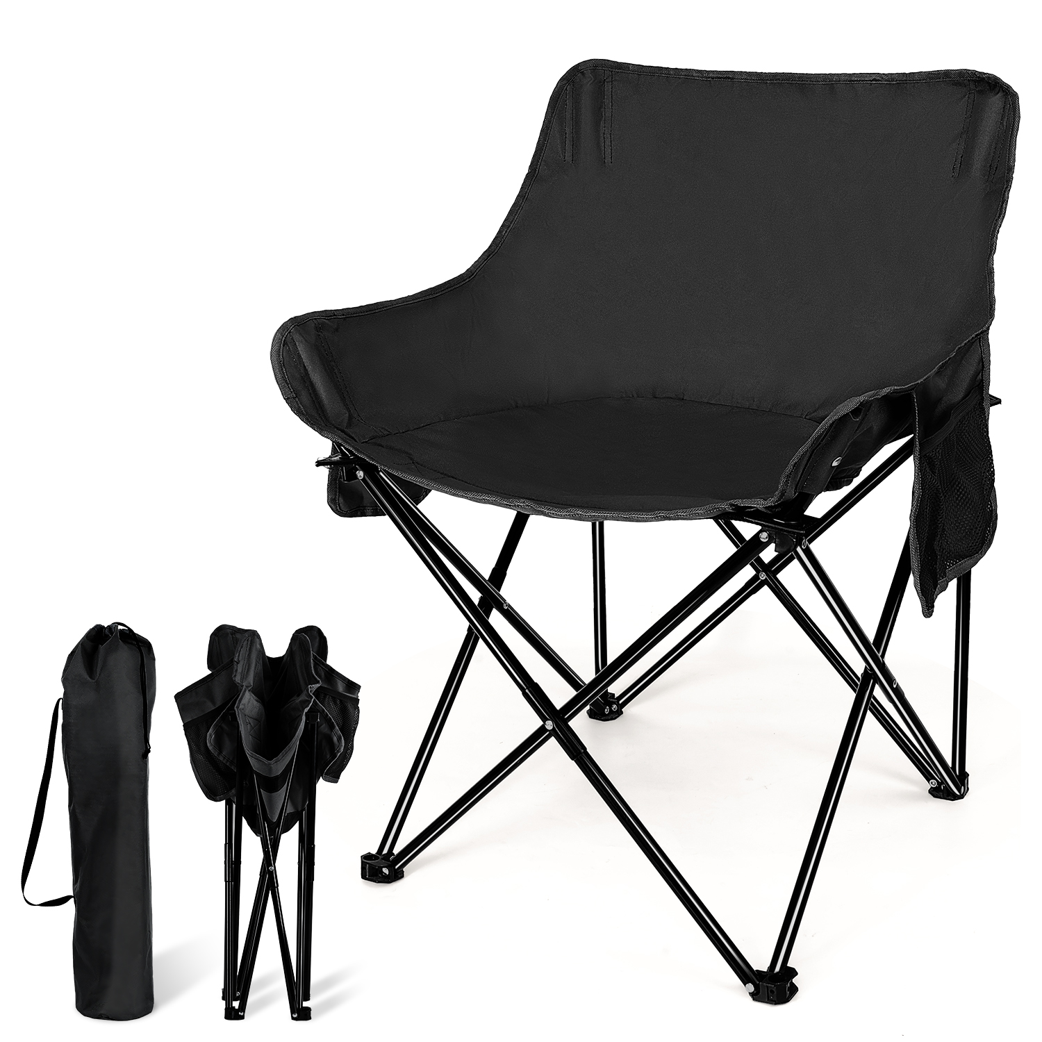 KingCamp Giant Foldable IndoorUse Comfy Camping Chair, Oversized Moon Saucer Chairs with Cup
