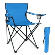 Coliware Outdoor Lightweight Folding Camping Chair, Oversized Oxford Fabric Portable Director Chair for camping with Carry Bag Cup Holder, Compact & 551lb Loading Capacity - Blue