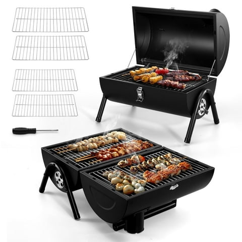 Coliware Portable Outdoor Tabletop Charcoal Grill, Multi-Functional Food-Safe Barbecue Smoker for Backyard Camping Picnics Beach, Compact & Heavy Duty
